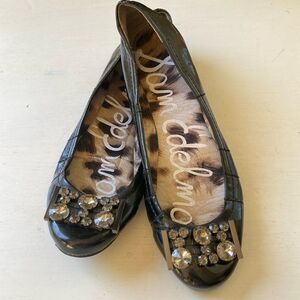 Sam Edelman Caper Black Slip On Embellished with Jewels Women’s 8.5 Ballet Flats